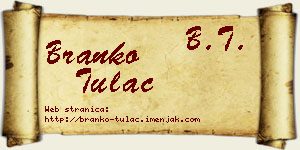 Branko Tulać vizit kartica